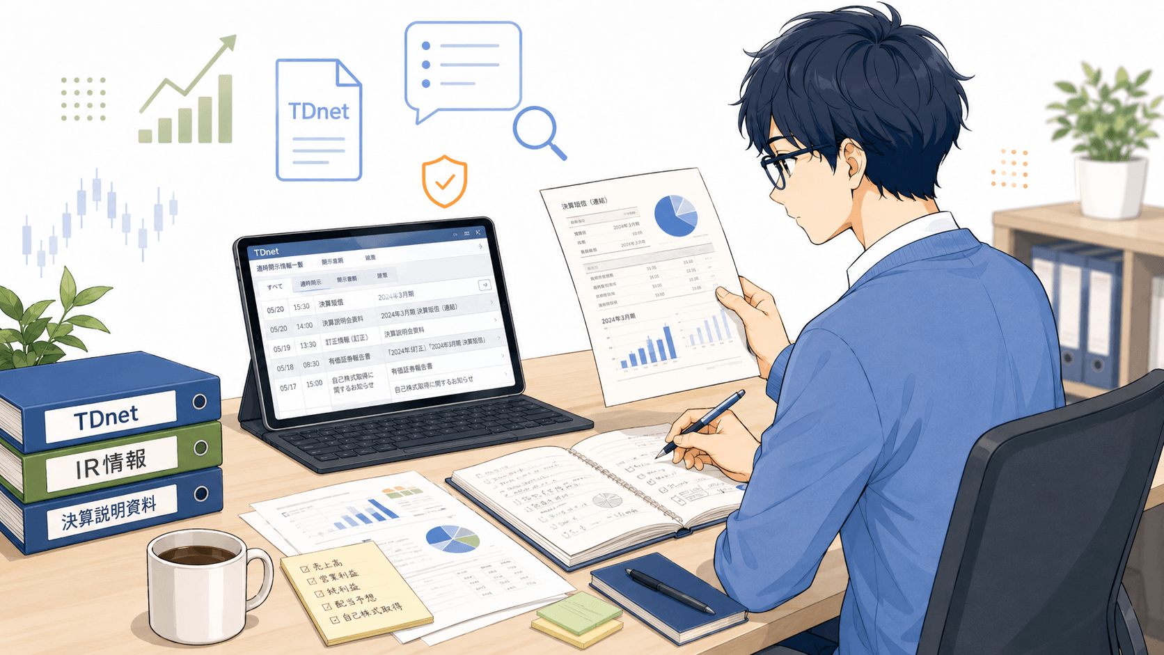 TDnetで日本株の一次情報を確認するイメージ